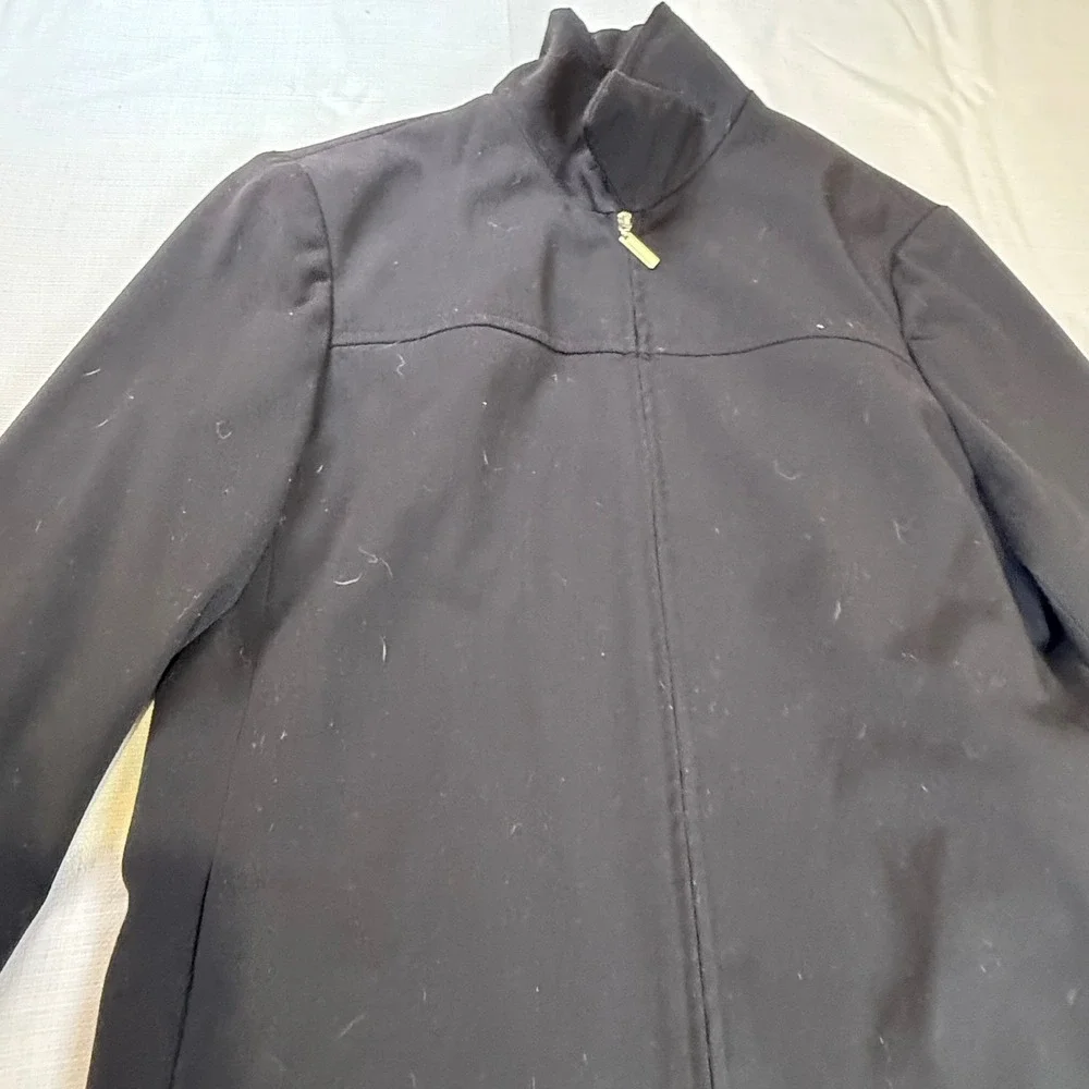 Dialogue Womens Black Zip Up Mock Neck‎ Jacket Blazer Size 6